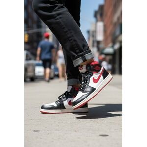 Air Jordan 1 Mid Chicago White Black Red Women's Sneakers Size 6.5Y